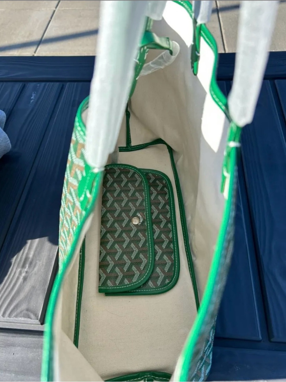 Goyard Green Coated Canvas Tote Bag - Picture 3 of 4